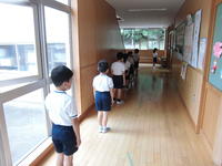 静かに並んで待っていますね。えらいね。